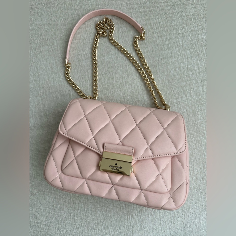 Kate Spade Carey Medium Quilted Shoulder Bag Crossbody Leather In Conch Pink